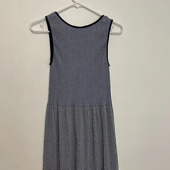 NEW NWT LARK + GREY Navy Blue White Striped Sleeveless Midi Fit Flare Tank Dress - Picture 13 of 15